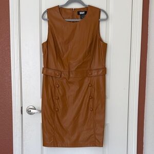 DKNY Women’s Faux Leather Dress. Size 12🤎 EUC